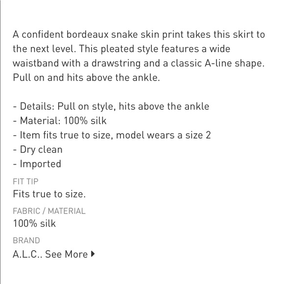 A.L.C. Maya snake print Bordeaux midi skirt (burgundy & black) - Picture 8 of 17